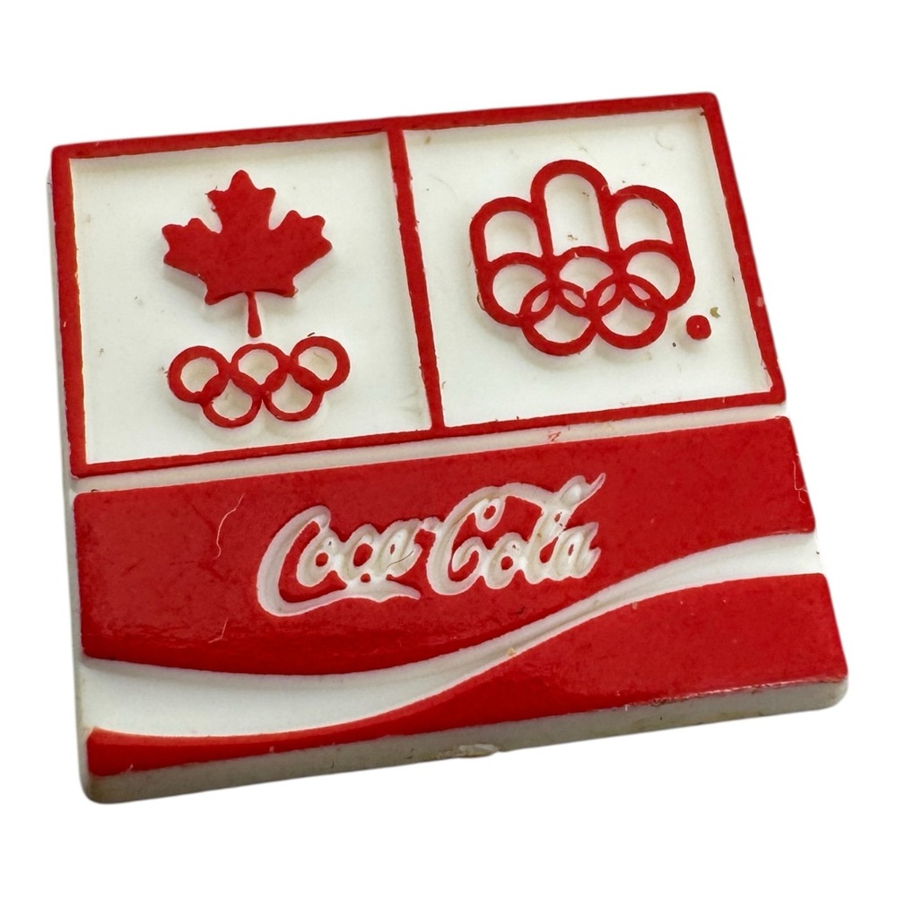 Vintage‎ Coca-Cola 1976 Montreal Olympics Canada Lapel Pin Red White Enamel